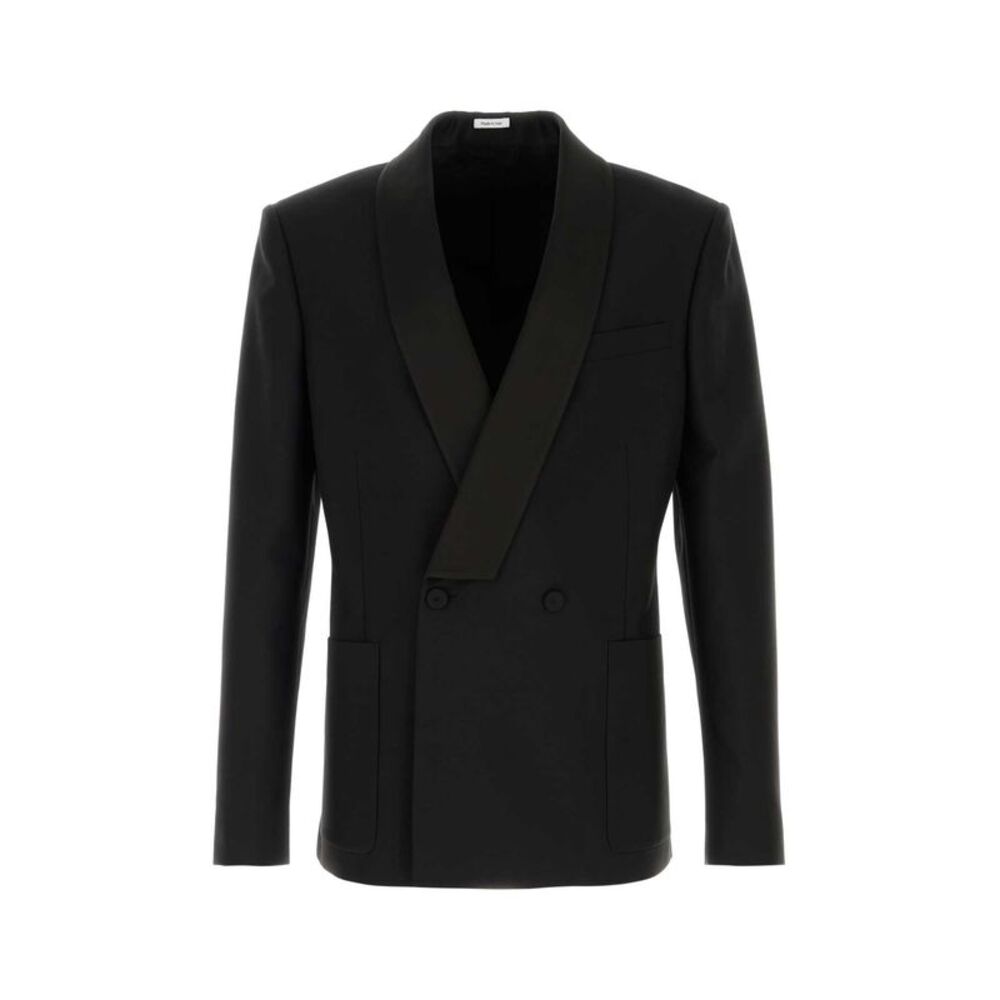 Alexander Mcqueen Men Black Wool Blend Blazer